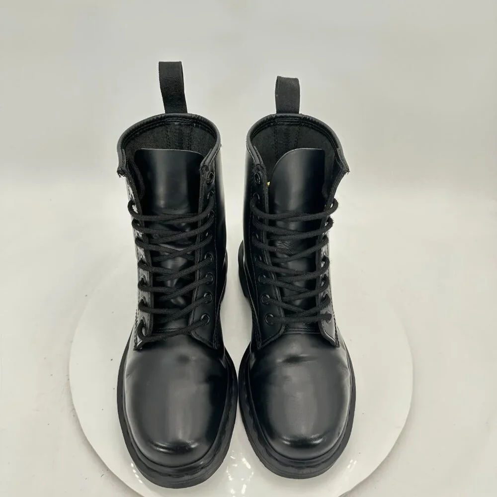 Dr. Martens 1460 Mono Men Size 6 Women 7 Black Leather 8 Hole Lace Up Combat Boo